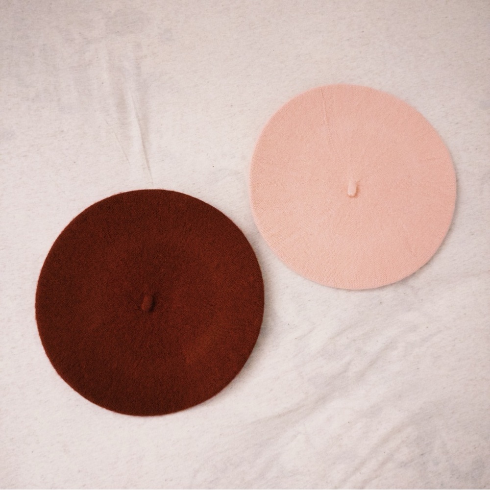 Elegant Pink and Burgundy Beret Set